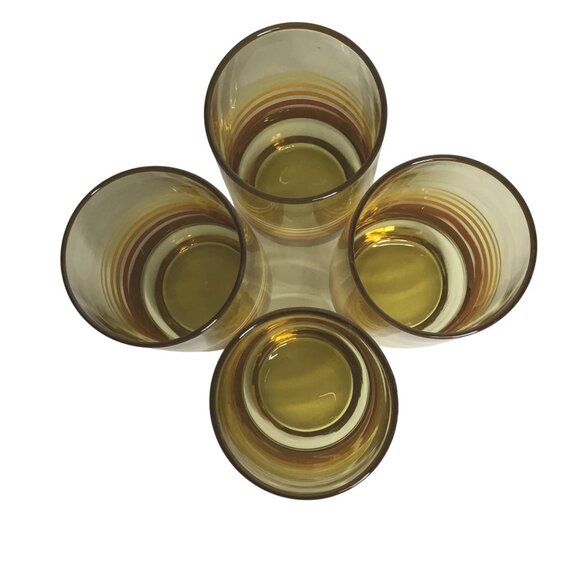 ANCHOR HOCKING Vintage Striped Cooler Iced Tea Glasses Set of 4 NOS Box USA 16oz - Picture 2 of 9